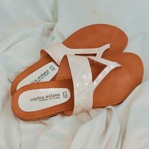 Sophia milano women's thong sandals w/ gold stars